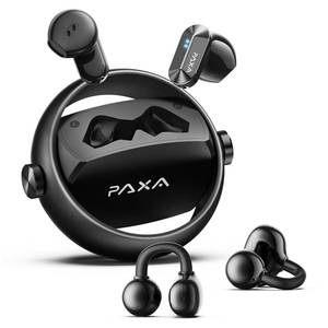 lot 4450 image: 2 in 1 Clip on Open Ear Headphones Wireless Earbuds, 0 Delay Bluetooth 6.0, Ultra-long 140H Play, Auto L-R Recognition Touch Control, Hybrid Noise Reduction for Work Fitness Daily Use, Ctbuds Black