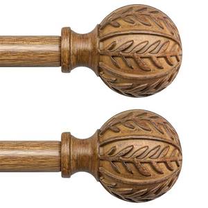 lot 5359 image: QDWIS 2 Pack Boho Wood Curtain Rods for Windows 28 to 48 inch,1 Adjustable Heavy Duty Window Curtain Rod with Imitation Wood Grain Finials,Rustic Decorative Drapery Rods Set 18-60,Natural Wood