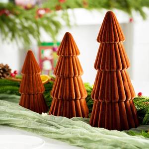 lot 5362 image: RumonZS 3 Pcs Velvet Foam Christmas Trees Table Decorations Cone Indoor Christmas Figurine Decor for Mantel Living Room Entryway Holiday Xmas Winter Indoor Home Centerpiece Decor (Orange)