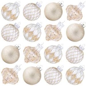 lot 5365 image: Champagne and Clear Christmas Ornaments for Tree, 3.15 Clear Plastic Ornaments Balls Shatterproof Christmas Tree Decorations Baubles for Holiday Wedding (Champagne)