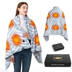 lot 5366 image: Cordless Heated Blanket with 20000mah Power Bank - 59x35 Soft Striped Waffle Battery Heated Blanket, Fast Heating, 3 Heat Setting, Machine Washable Heated Throw Blanket Shawl
