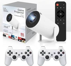 lot 5376 image: Faatchoi Portable Mini Game Video Projector, 30,000 Preloaded Games, Android TV 11.0 Smart Projector, 360 ANSI, WiFi & Bluetooth, 1080P HD, Ideal for Home Theater, Gaming, Camping & Outdoor Movie.