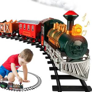 lot 5377 image: Electric Train Set for Kids Ages 4-8  Train Set for Kids Ages 4-8  Battery Powered Trains Sets with Lights & Sounds, Steam Locomotive Engine, Horses & Tracks - Classic Railway Toy Gift