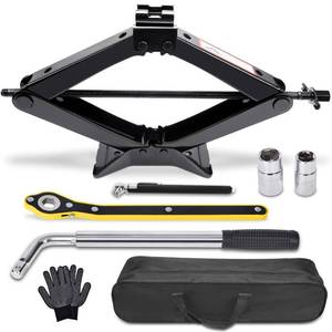 lot 5386 image: Scissor Car Jack 3 Ton (6610 lbs) Tire Changing Kit with Lug Wrench - Emergency Kit for Car, SUV, MPV