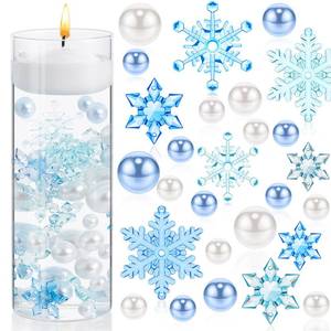 lot 6268 image: MTLEE 106 Pieces Christmas Vase Filler Pearl for Vase Fillers Floating Candles Centerpiece Beads Vases Pearls Filler for Christmas Home Table Party Decor, Not Included Clear Beads (Snowflake Style)