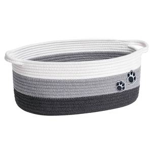 lot 6280 image: HiChen Dog Toy Basket Gift Basket Empty, Woven Storage Baskets for Towels, Cute Dog Storage Bins with Handles, Small Cotton Rope Baskets for Shelf, 13.6x 10 x 6, Mixed-Gray