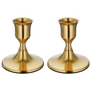 lot 6299 image: zeochyni Brass Gold Taper Candle Holders Set of 2, Vintage Metal Candlestick Holders for Dinner Room Table Centerpiece or Mantel Wedding Party Decor