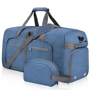 lot 6317 image: Felipe Varela 65L Duffle Bag with Shoes Compartment, Foldable Waterproof Travel Duffel Bags Duffle Overnight Weekend Travel Gym Bag for Men Women(Blue)
