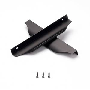 lot 6323 image: Satanga Edge Finger Tab Pull for cabinets Kitchen Concealed Drawer pulls Aluminum Flat Hidden Mount Door Long Handle for Home 10 Pack Modern Black 7.87 Overall Length Easy Installation