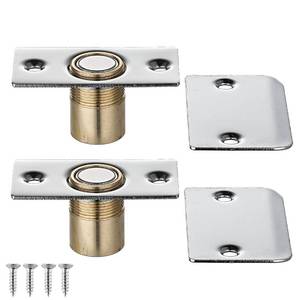 lot 6335 image: JQK Closet Magnetic Door Ball Catch Hardware, 430 Stainless Steel Catch Adjustable with Strike Plate, Polished Steel Finish 2 Pack, HBC120-BN-P2