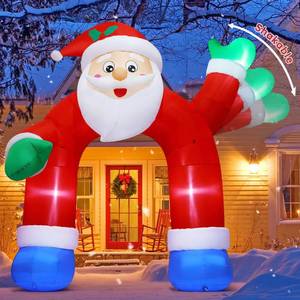 lot 6338 image: COMIN 11.8 FT Christmas Inflatables Santa Claus Arch Outdoor Decorations Shakable Hand Xmas Blow Up with Built-in LEDs for Party Yard Lawn Garden Indoor