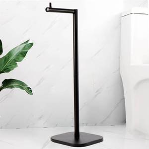 lot 6345 image: Vanloory Toilet Paper Holder Stand, Free Standing Tissue Paper Storage for Bathroom, Stainless Steel Toilet Paper Stand with Reserve for 5 Roll Weighted Base Bathroom Toilet Roll Holder(Matte Black)