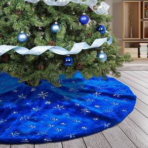 lot 6346 image: Atiming Blue Christmas Tree Skirt Plush 90cm Dark Blue Fur Christmas Tree Skirt Mat with Silver Sequin Snowflake Xmas Tree Skirt Base Cover for Christmas New Year Decorations (Blue-S, 36inches)
