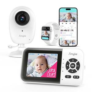 lot 6354 image: Simyke Smart Video Baby Monitor with Camera and Audio,Dual Mode,WiFi OnOff Switch,2.8inch Display,App,1080p Camera,1500ft Long Range,Night Vision,2-Way Talk,AI Baby Growth Album Function
