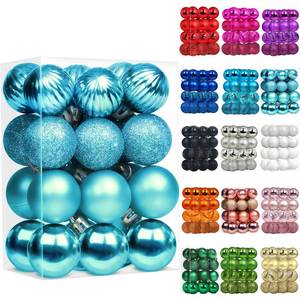 lot 6368 image: Emopeak 24Pcs Christmas Balls Ornaments for Xmas Christmas Tree - 4 Style Shatterproof Christmas Tree Decorations Hanging Ball for Holiday Wedding Party Decoration (Teal Blue, 1.33.2CM)
