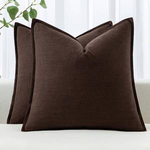 lot 6385 image: MIULEE Decorative Linen Pillow Covers 20x20 Inch Dark Brown Boho Farmhouse Neutral Winter Couch Throw Pillows for Bed Pack of 2 Accent Modern Pillowcase Sofa Livingroom Home Decor