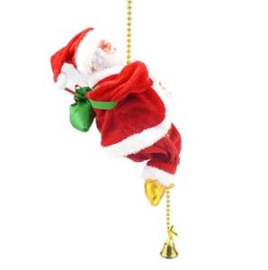lot 6403 image: Climbing Santa Claus 9 Christmas Ornament Xmas Decoration Climbs Up and Down Battery Operated Toy with Light Music and Sound Animated Climbing on Beads Musical Moving Figure Xmas Christmas Ornament
