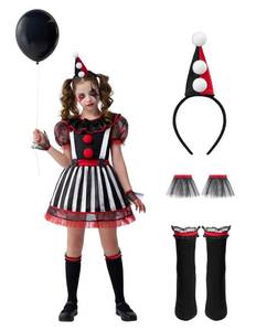 lot 6424 image: Spooktacular Creations Clown Costume for Girls, Halloween Evil Clown Costume for Kids, Halloween Role Play & Dress Up size small