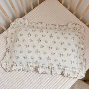 lot 6430 image: BuLuTu Cotton Muslin Kids Toddler Pillowcase with Cute Azalea Flowers Pattern Super Soft Crib Nursery Pillowcase for Boys,Girls,Bedding Decor Machine Washable, Durable Pillowcase,1 Piece,14x20