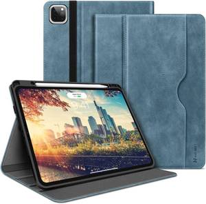 lot 6438 image: H HOLIMET Case for iPad Pro 13 inch 2024 M4 with Pencil Holder Supports Pencil ProPencil Auto SleepWake Function Vegan Leather Smart Stand Cover (Blue)