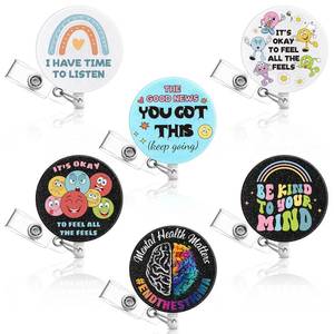 lot 6443 image: Hoteam 6 Pcs Mental Health Awareness Gifts Mental Health Matters Badge Reels Retractable with Alligator Clip Holders Name ID Reel Clip for Social Worker Psych Therapist Doctor Nurse Assistant Gifts