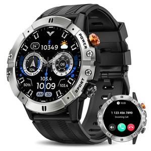 lot 6449 image: Smart Watches for Men, Bluetooth Call Military Smart Watch, Waterproof Fitness Tracker with Heart RateBlood OxygenSleep Monitor124 Sports Modes, Tactical Watch for Android Phones & iPhone (Silver)