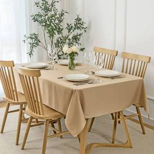 lot 6469 image: maxmill Rectangle Slubby Textured Tablecloth Waterproof Spillproof Wrinkle Free Table Cloth, Kitchen Dining Tabletop Decoration, Fabric Table Cover for Holiday Dinner Parties, 52 x 70 Inch, Beige