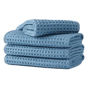 lot 6478 image: Microfiber Waffle Face Towels, 4 Pieces, Soft, Absorbent, Fast Drying, Lint Free (Blue)