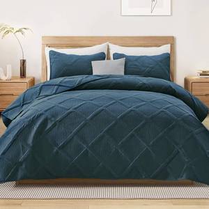 lot 6486 image: Exclusivo Mezcla King Quilt Set- Navy Blue Quilts Bedding Set with 2 Pillow Shams, Modern King Bedspread with Striped Pattern, Soft Lightweight Bedspreads Coverlets for All Seasons
