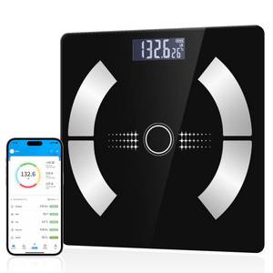 lot 6489 image: Smart Scale for Body Weight, Bathroom Digital Weighing Scale with BMI, Body Fat, Muscle Mass, Accurate Bluetooth Home User Health Equipment Sync Apps - Black