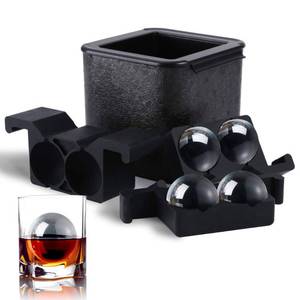 lot 7279 image: TINANA Crystal Clear Ice Ball Maker, 4 Cavity Large Clear Ice Balls Form, 2.5�� Round Ice Sphere Trays for Whiskey, Cocktail, Brandy, Bourbon