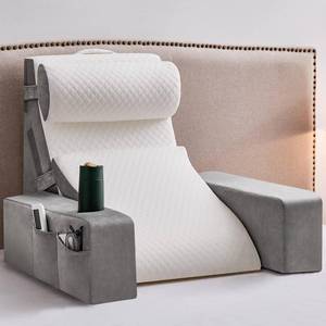 lot 7283 image: Reading Pillow for Sitting in Bed Adult, Back Pillow for Bed Sitting up with Arms, Pockets and Cup holder, Sit Up Backrest Pillows for Beds Chair Support, Rest Pillow for Gaming (Light gray, 5PCS)