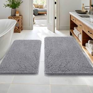 lot 7284 image: OLANLY Bathroom Rugs Sets 2 Piece, Soft Absorbent Chenille Bath Mats Area Rug Set, Non-Slip, Quick Dry, Machine Washable Bath Mats for Bathroom, Home Decor Accessories (36x2430x20, Grey)