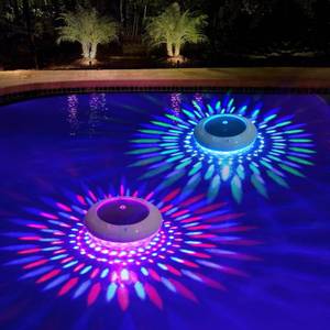 lot 7301 image: LENONE Floating Pool Lights, 6.5 Inch Dynamic RGB Color Changing Solar Pool Lights That Float, IP68 Waterproof Dimmable Hangable Solar Floating Light for Pools, Garden, Wedding Decor(2)