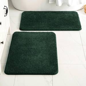 lot 7308 image: MIULEE Dark Green Bathroom Rugs Set 2 Piece, Non Slip Bath Mat with Absorbent Microfiber, Ultra Soft Thick Rugs for Bathroom Floor Tub Shower Christmas Decor, Machine Washable (16 x 24 Inches)