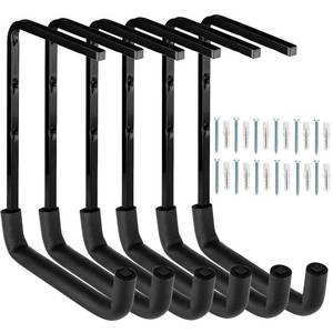 lot 7310 image: Locawaya 6 Pack Overhead Garage Storage Hooks, Heavy Duty Garage Storage Rack, Wall Mounted Ladder Hook, Utility Ceiling Hangers & Organizer for Wood,Tools, Bicycle