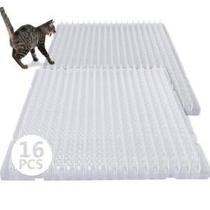 lot 7314 image: 16 Pack Cat Repellent Outdoor Mat Cats Dogs Plastic Bendable Spiked Deterrent Training Repellent PET Mats with Spikes for Indoor Outdoor Supplies, 18.3 Square Feet, 16 x 13 Inch(Clear)