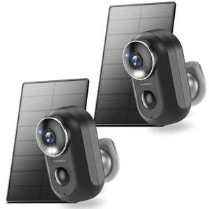 lot 7317 image: ZUMIMALL Solar Security Cameras Wireless Outdoor, 2Packs, Solar Camera Outdoor Wireless, 2.4G WiFi Battery Camera, 3MP Color Night Vision, Magnetic Mount, Siren,PIRAI Analyse, IP66, Cloud, Alexa
