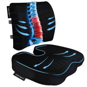 lot 7319 image: assountgh Seat Cushion &Office Chair Cushion,Lumbar Support Pillow for Office Chair,Ergonomic Memory Foam Non-Slip Office Chair Cushion,Back Support Cushions for Tailbone&Sciatica Pain Relief Black