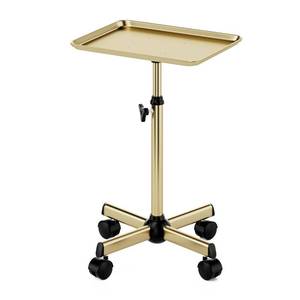 lot 7321 image: Salon Tray, Premium Metal Rolling Tray Cart, Tattoo Tray Height Adjustable, Dentist Tray Medical Tray Spa Service Rolling Tray,Champagne Gold