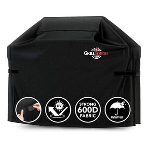 lot 7325 image: GrillTough Heavy Duty BBQ Grill Cover for Outdoor Grill, 52 Inch �� Waterproof, Weather Resistant, UV & Fade Resistant with Adjustable Straps �� Gas Grill Cover for Weber, Genesis, Charbroil, etc. Black