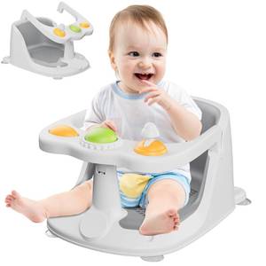 lot 7329 image: Baby Bath Seat for Babies 6 Months & Up, Bath Seats for Babies Sitting Up, Non-Slip, Comfortable Infant & Toddler Bath Seat for Newborns, Grey Baby Bath Chair