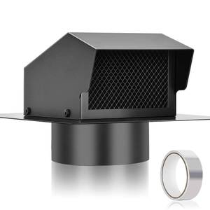 lot 7331 image: Trivd Frol 6 Inch Roof Vent Cap, Heavy Duty Galvanized Steel Removable Roof Exhaust Vents for Houses, Home Ventilation System with Damper, Black