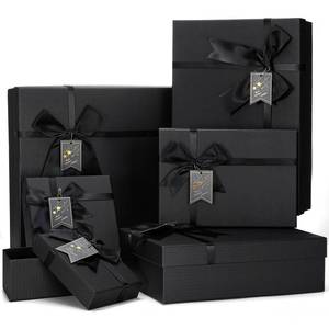 lot 7332 image: Jetec 6 Pack Valentines Day Party Gift Boxes Nested Wrapping Boxes with Lid for Presents 6 Assorted Sizes with Ribbon Bows Label for Weddings Birthdays Bridal Shower Anniversary Party(Black)