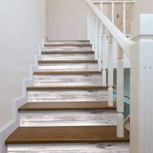 lot 8273 image: funlife 14 Strips Peel and Stick Stair Risers Stickers, Self Adhesive Vinyl Stair Stickers Decals, Staircase Murals Decor for Steps, 39.37X7.09, Faux Weathered Rustic Wood