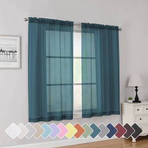 lot 8283 image: Simplebrand Dusty Blue Short Sheer Curtains 45 Inch Length for Small Windows, Rod Pocket 2 Panels Set Solid Voile Drapes Window Sheer Curtains for Bedroom Bathroom Kids Room Kitchen, 42x45 Inch, 2pcs