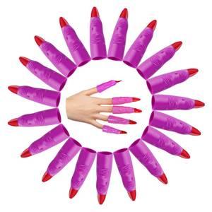 lot 8308 image: Skylety 60 Pcs Halloween Witch Fingers Bulk for Reading Fake Finger Pointers Colorful Martian Nail Cover Tips Zombie Vampire False Claws Costume Accessory for Cosplay Halloween Party(Purple)