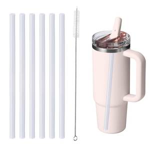 lot 8322 image: Replacement Straw Compatible with Stanley 30oz Quencher ProTour Flip Straw Tumbler, 6 Pack Reusable Drinking Straw with Cleaning Brush, Straws for Stanley Cup Accessories, Plastic