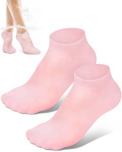 lot 8323 image: Golbylicc Silicone Moisturizing Socks for Women Dry Cracked Feet, Soft Gel Rubber Socks, Foot Care Spa Pedicure Silicone Socks for Cracked Heel and Softening Rough Skin, Calluses (1 Pair), Pink