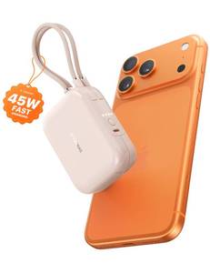 lot 8326 image: TORRAS EasyGo Portable Charger 10000mAh, 45W Ultra-Fast USB-C Power Bank with Dual Built-in Cables, Integrated Lanyard Design for One-Hand Use, Battery Pack Compatible with iPhone 1617 Pro, Samsung